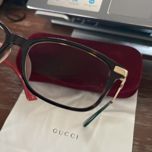 Gucci GG01120A 002 Havana/gold unisex rectangular eyeglasses w/ case & cloth - Picture 13 of 16